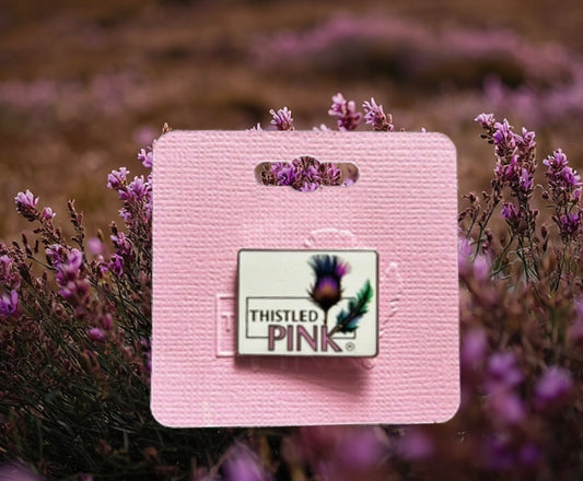 ‘Thistled Pink’ enamel badge