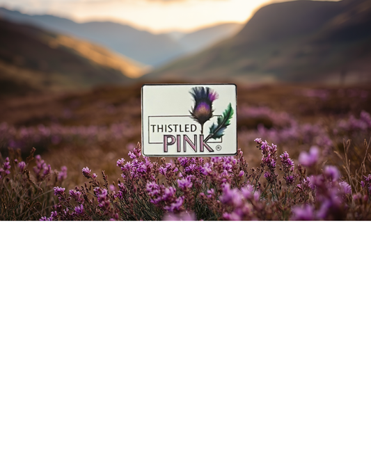 ‘Thistled Pink’ enamel badge